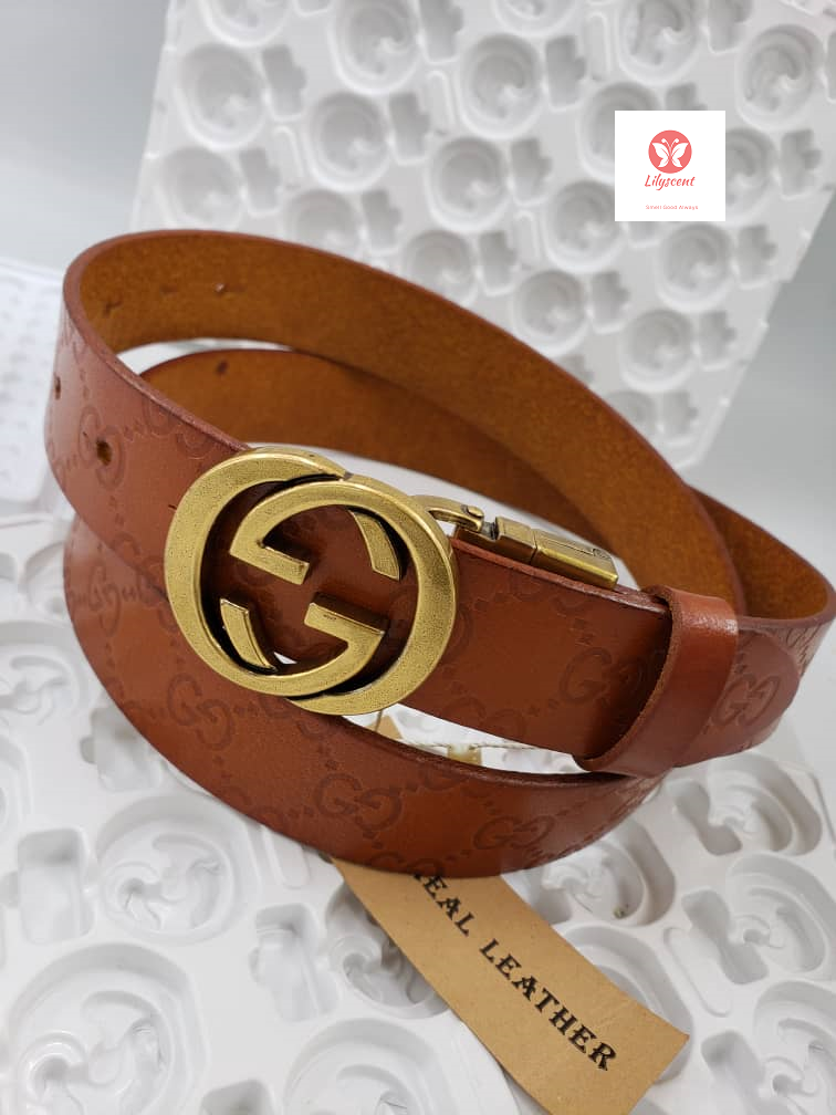 Genuine Brown Gucci Leather Belt For 